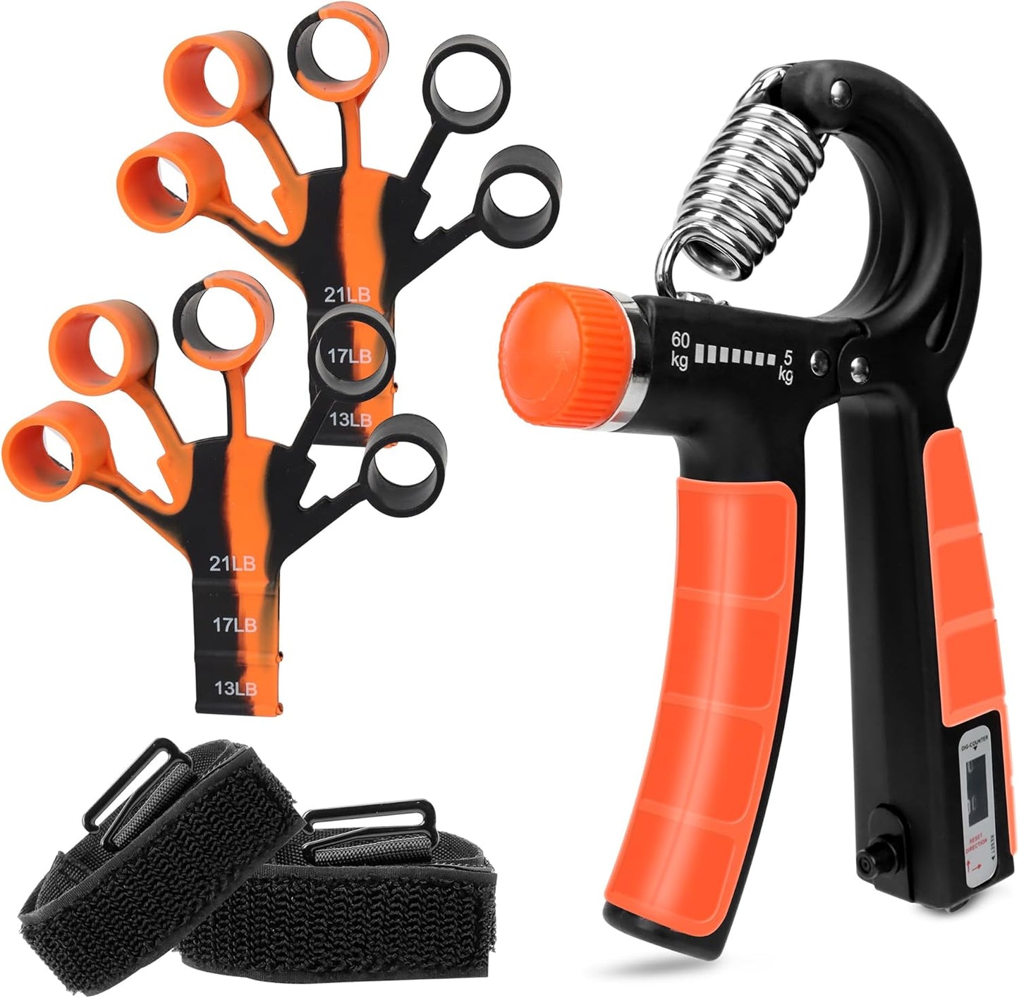 Fortalecedor de Agarre,3 en 1 Ejercitador de Antebrazo Set,con Contador,Ejercitador de Mano,Hand Grip Ajustable