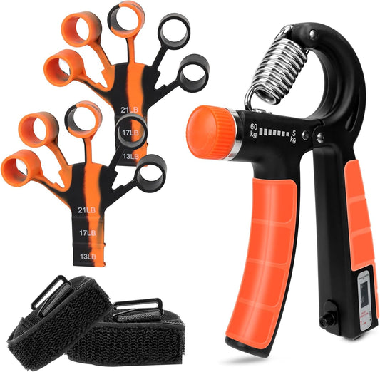 Fortalecedor de Agarre,3 en 1 Ejercitador de Antebrazo Set,con Contador,Ejercitador de Mano,Hand Grip Ajustable