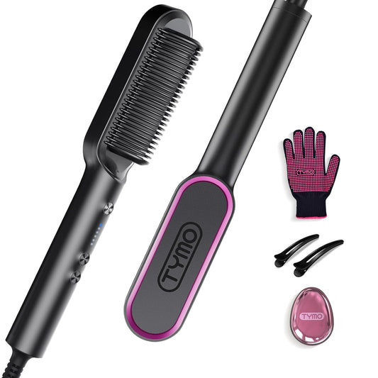 Cepillo alisador de pelo TYMO Ring, peine alisador para mujer con 5 temperaturas, 20 segundos